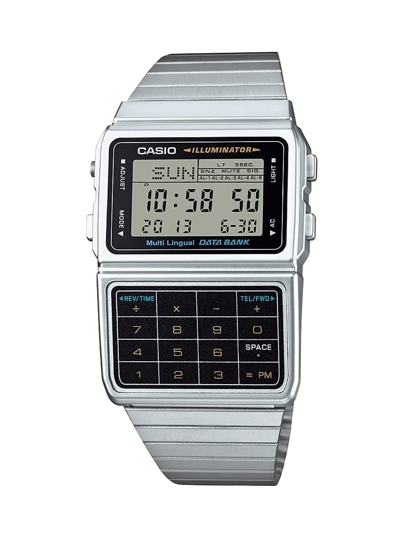 Men's Silver Tone 25 Memory Calculator Databank Watch