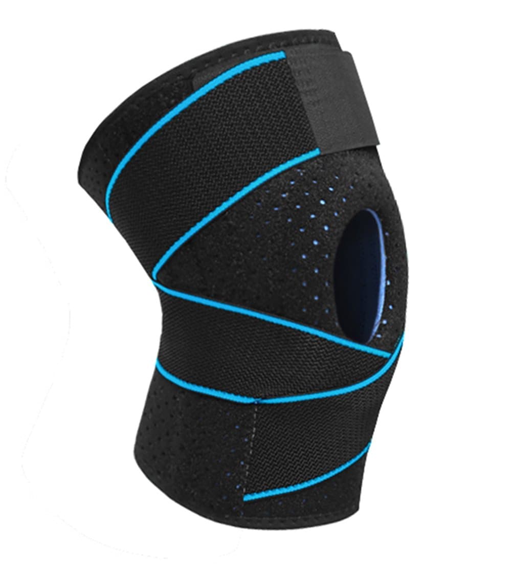 Knee Brace Support Knee Compression Sleeve Adjustable Tightness Non-Slip Breathable Material for Arthritis, Meniscus Tear, Pain Relief, Running, Basketball, Sports (Single) (Blue)