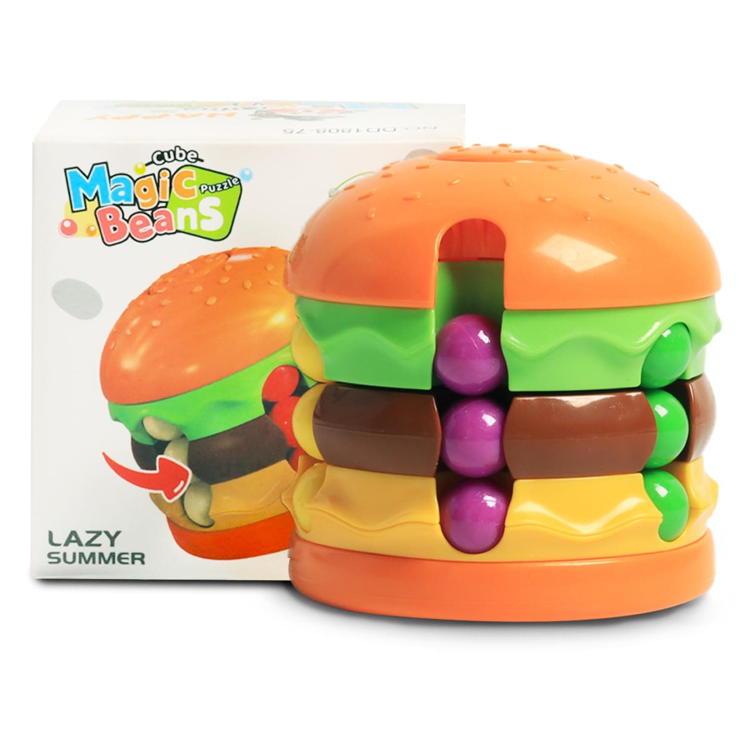 Magic Bean Rotating Cube - Burger Creative Fidget Spinner Magic Cube Decompression Toys Fingertip Magic Cube,Gift for Kids age 3 Above Easter Christmas Birthday New Year