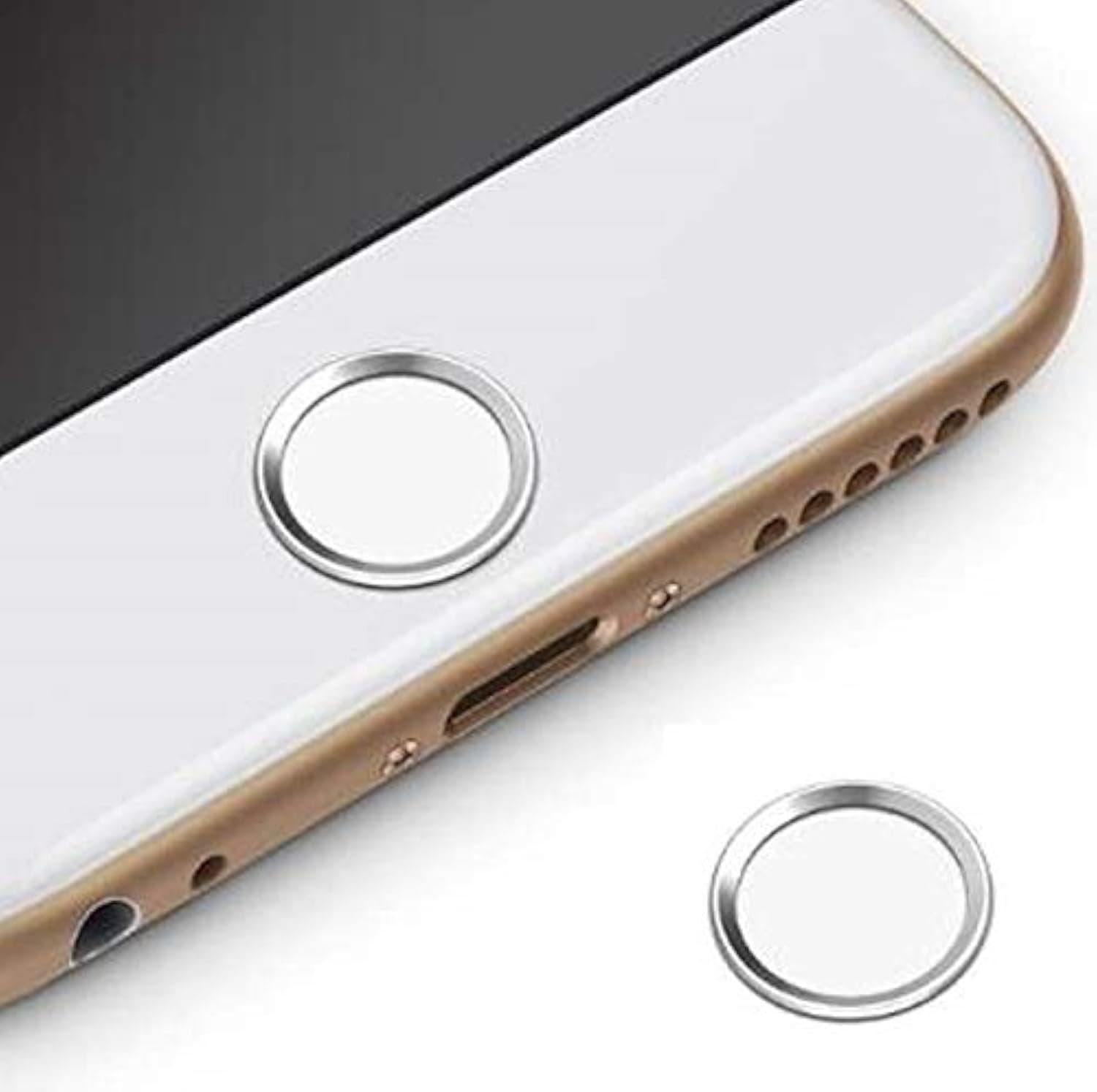 Home Button Sticker Touch ID Button Compatible with iPhone/iPod Touch/iPad, White-Silver WS