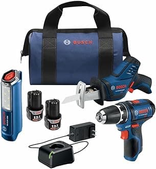 Bosch Power Tools Drill Kit - PS31-2A - 12-Volt, 3/8", Two Speed Driver, Cordless Drill Set - Includes Two Lithium Ion Batteries, 12V Charger, Screwdriver Bits and Soft Carrying Bag
