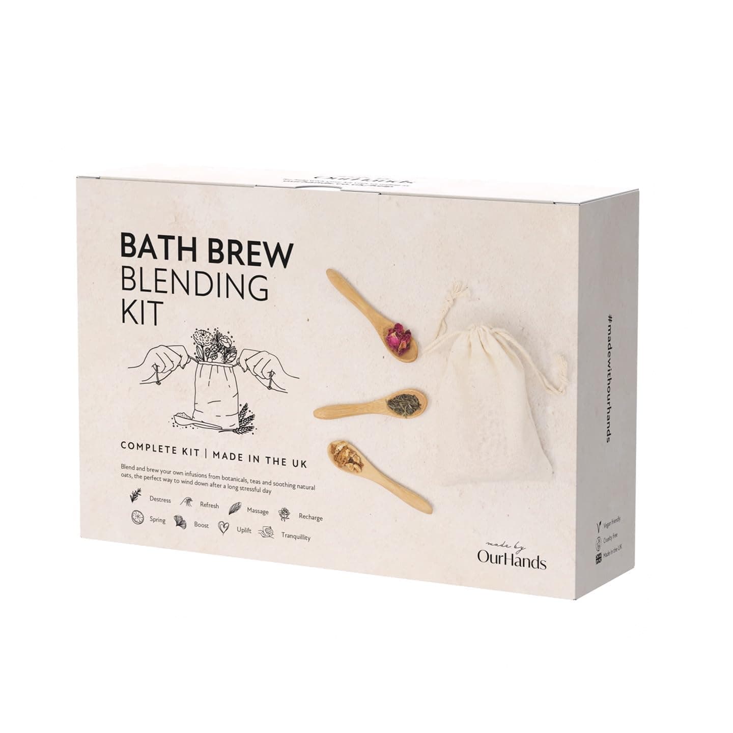 Bath Tea Kit by OurHands - DIY Kit to Create Natural Bath Products with Soothing Ingredients - Includes 9 Botanicals, Tools, and Detailed Recipes - Perfect for Relaxation