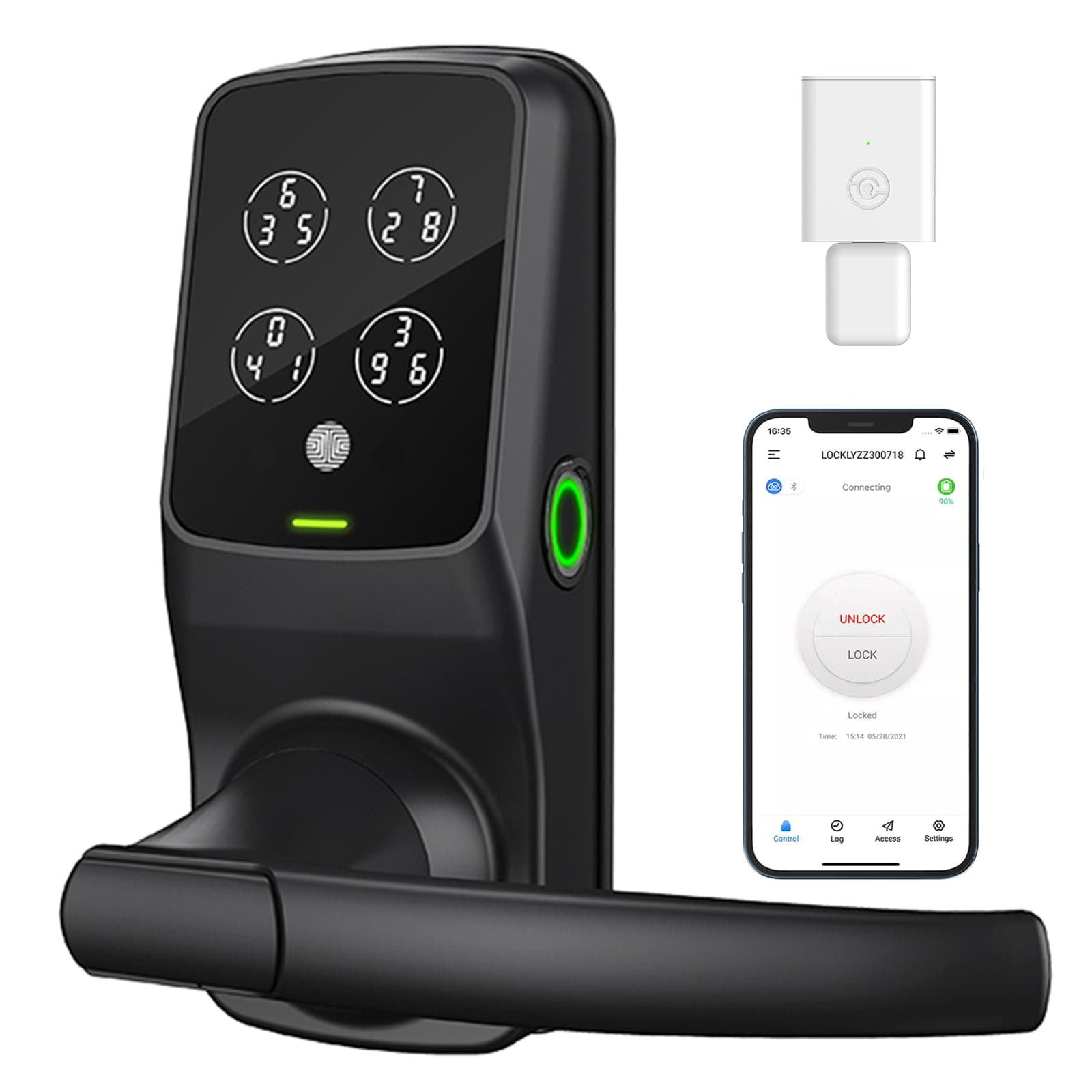 Lockly Secure Pro Wi-Fi Smart Door Lock, Keyless Entry with PIN Genie® Digital Keypad, 3D Biometric Fingerprint Sensor Front Door Lock with Handle, Voice Control & Auto Lock - Latch Edition