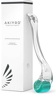 AKIYRO Derma Roller 0.30mm - Microneedle Roller with Storage Case - 192 Micro Needling Dermal Tool for Face, Beard, Scalp & Body - At Home Microneedling Skin Care for Women & Men (Green)