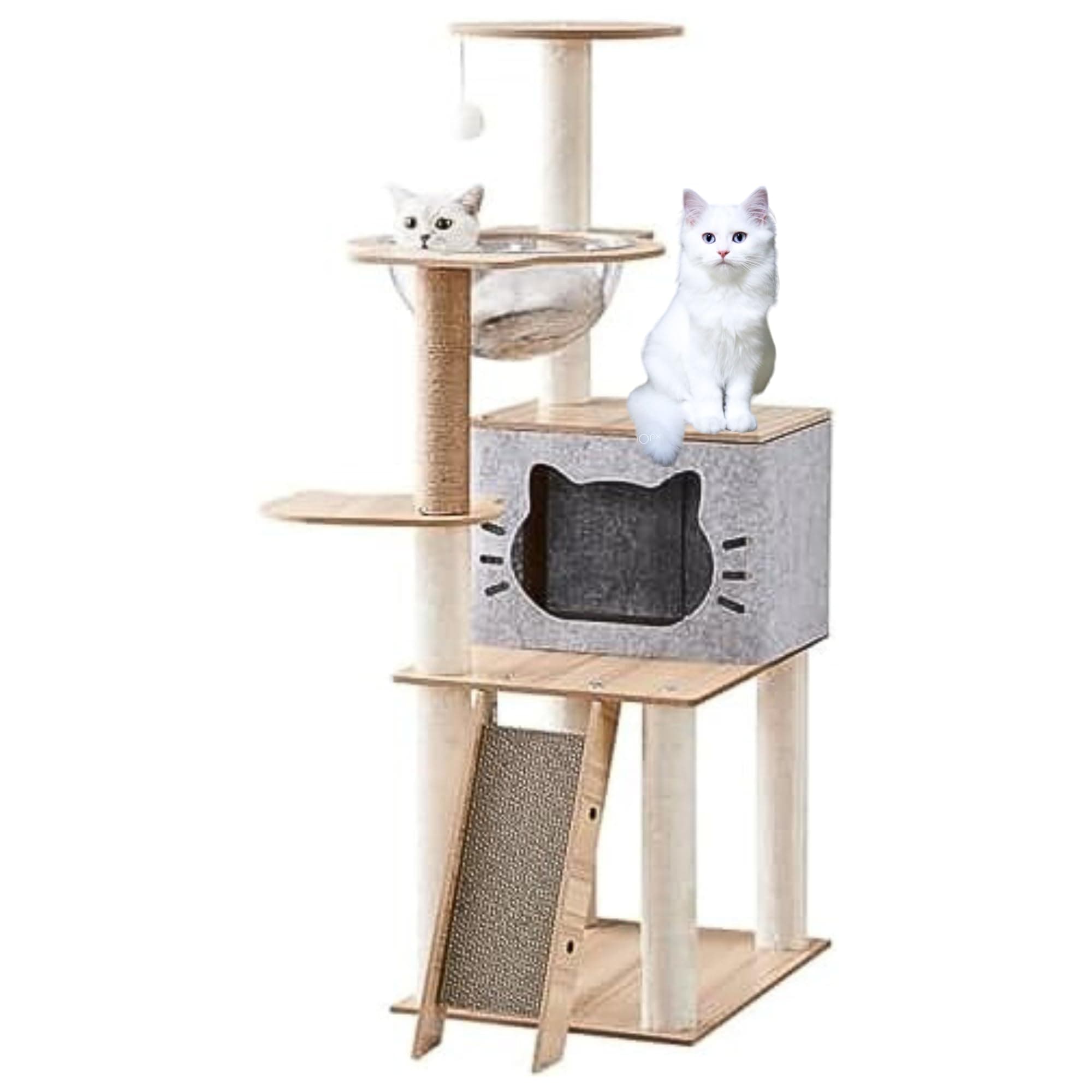 Cat Tree, Tower - 360° Transparent Capsule With Scratching Board For Cats, Kitten And Multi-Level House Indoor Fun, Scratch Post Cats Scratcher