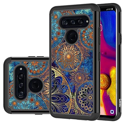 LEEGU LG V40 ThinQ Case, LG V40 Case, Shock Absorption Dual Layer Heavy Duty Protective Silicone Plastic Cover Rugged Phone Cases for LG V40 2018 - Gear Wheel