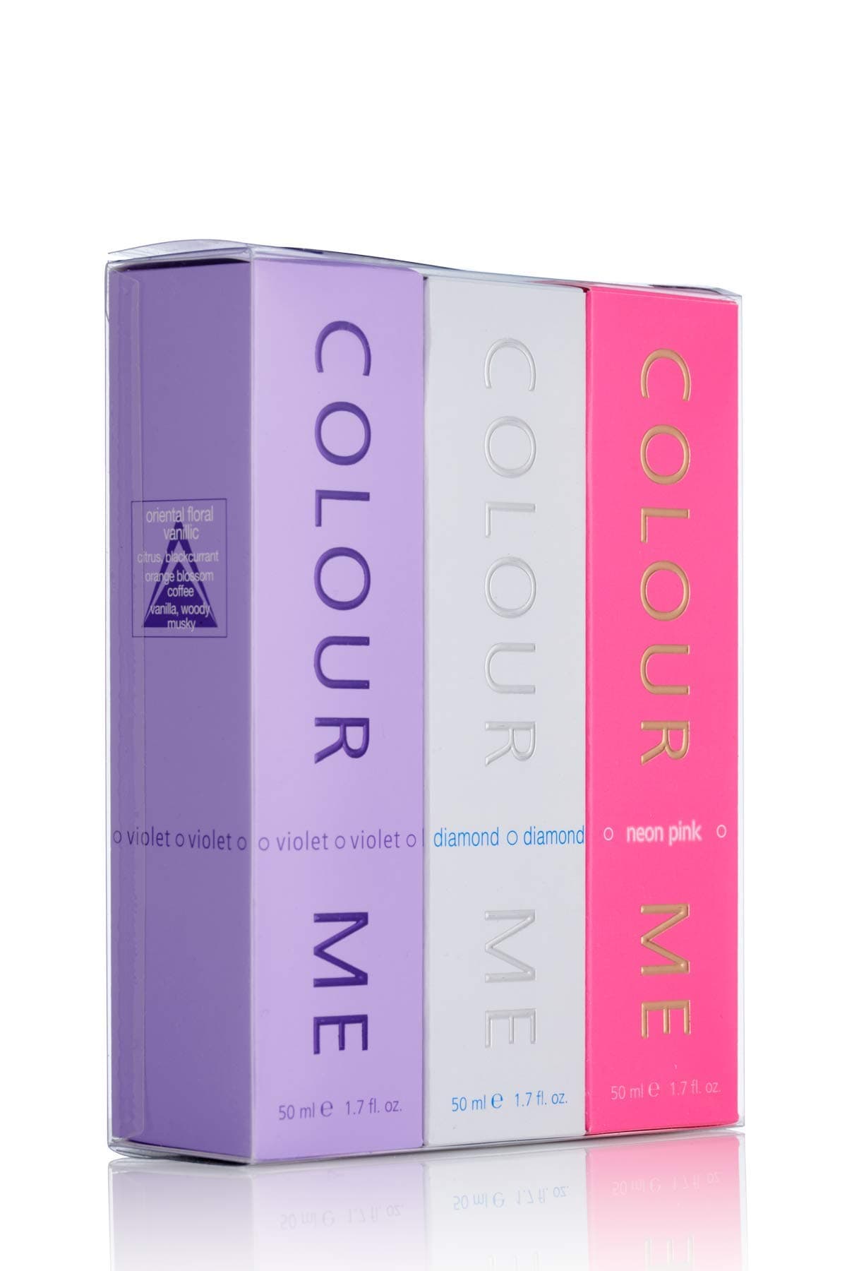 COLOUR ME Violet/Diamond/Neon Pink - Triple Pack, Fragrance for Women, 3 x 50ml Eau de Parfum, by Milton-Lloyd