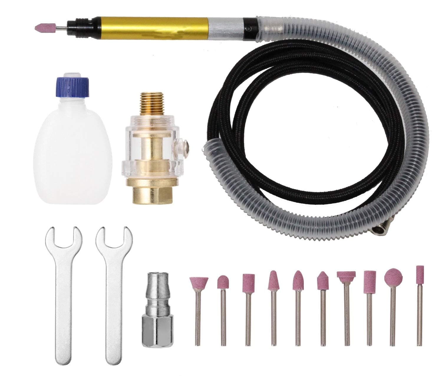 High-Speed Air Micro Die Grinder Kit – Mini Pencil Polishing Engraving Tool, Pneumatic Grinding & Cutting Tool, 3mm Shank Size, 1/8 Inch, Precision Tools for Metal, Wood & Plastic