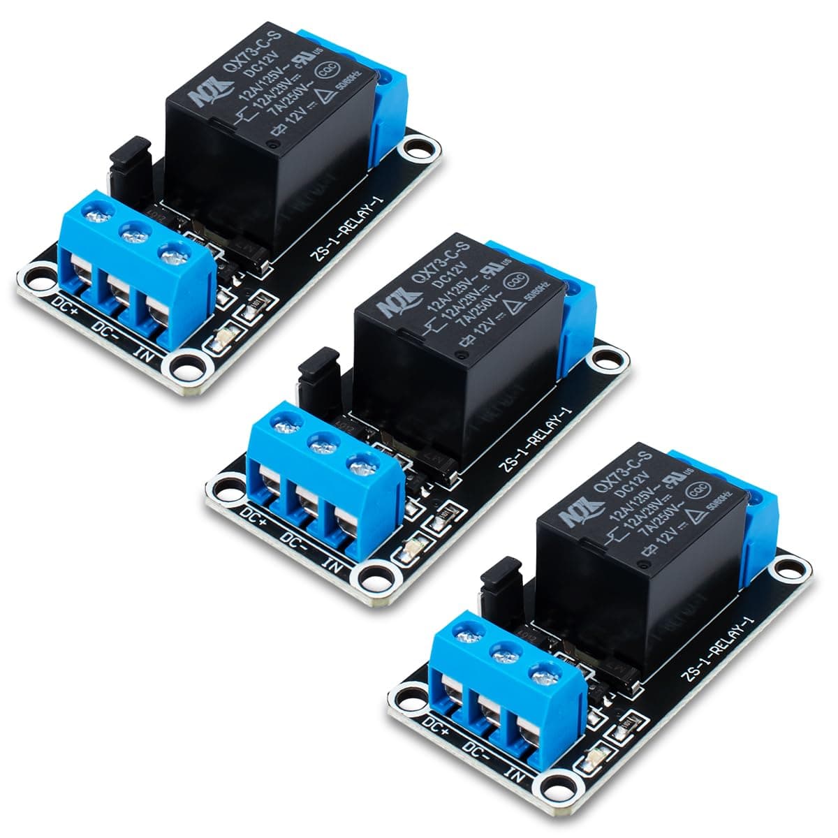 Innfeeltech 3pcs DC 12V Relay Module 1 Channel Relay with Optocoupler High or Low Level Trigger Expansion Board