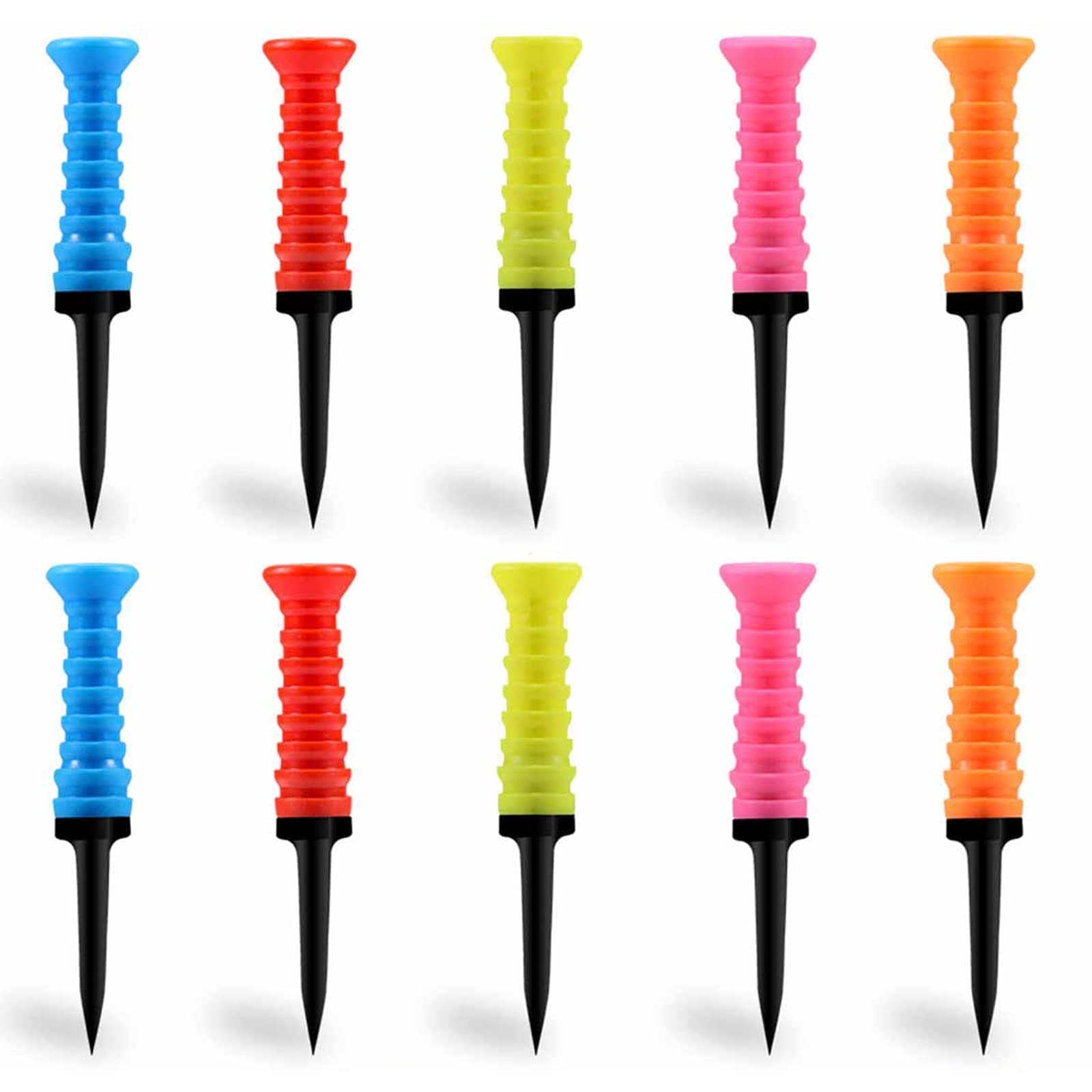 KASTWAVE 10 Pcs Golf Tees Plastic, Premium Soft Rubber Top Golf Tees 3-1/4, Innovative Design, Multiple Colors, Perfect Golf Gift for Men and Women