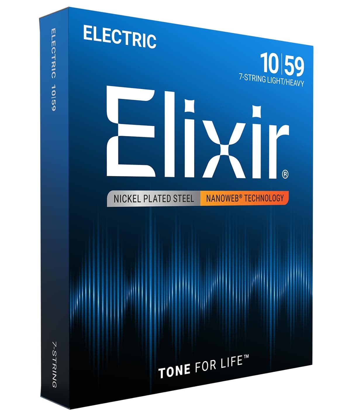 Elixir Strings, Electric Guitar Strings, Nickel Plated Steel with NANOWEB Technology, Longest-Lasting Bright Tone with Comfortable Feel, 7 String Light/Heavy 10-59