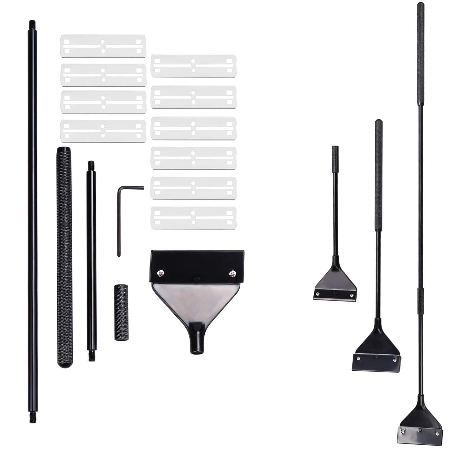 66cm Fish Tank Scraper Aquarium Algae Cleaner Tool Set With Detachable Rod and 10pcs Replacement Stainless Steel