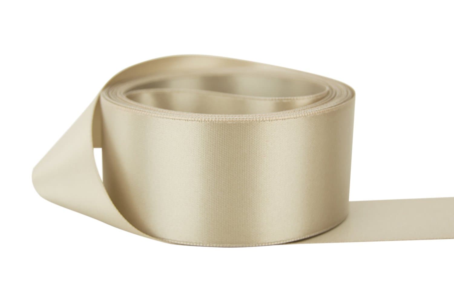 Ribbon Bazaar Double Faced Satin - Premium Gloss Finish - 100% Polyester Ribbon for Gift Wrapping, Crafts, Scrapbooking, Hair Bow, Decorating & More - 2-1/4" Taupe 25yd
