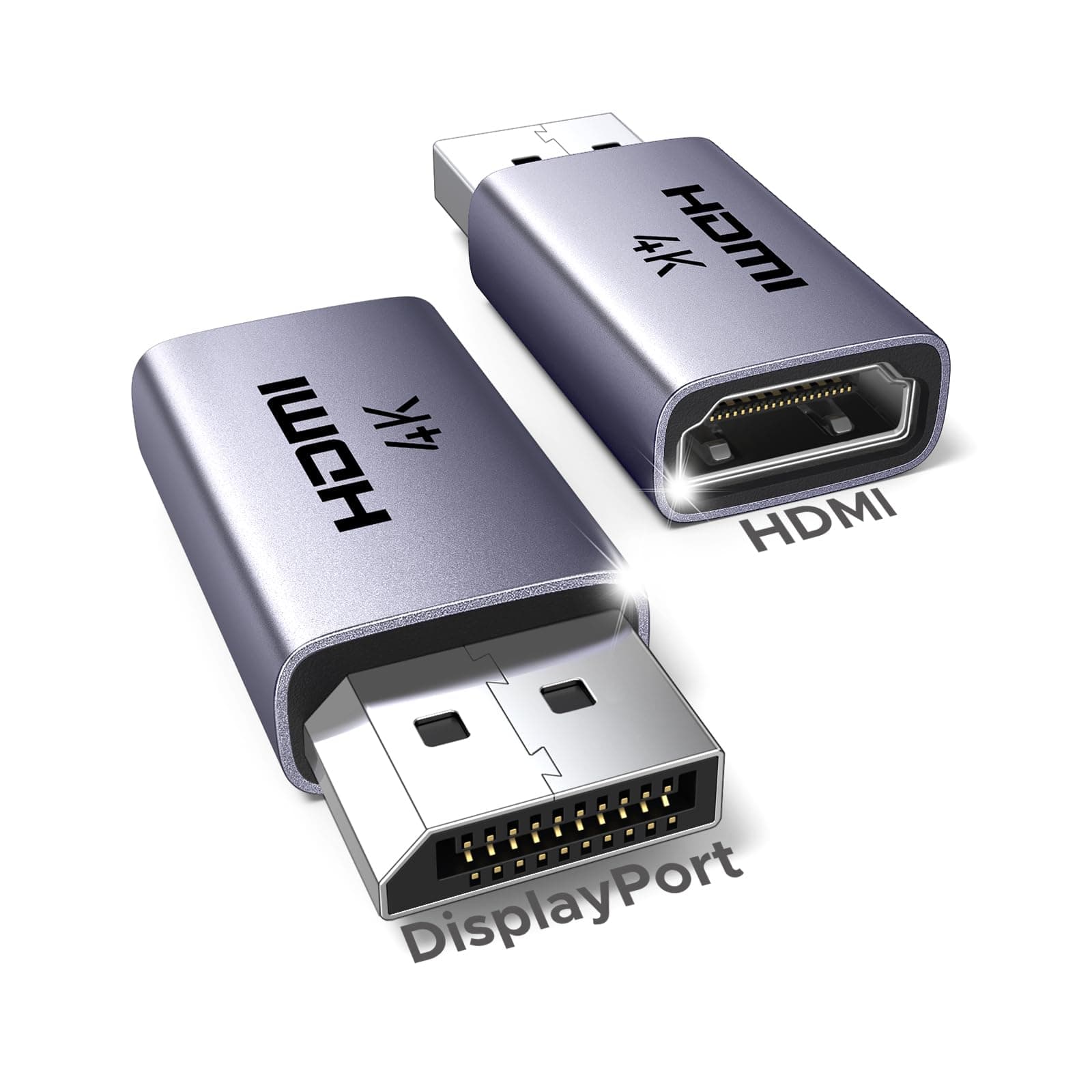 UGREEN 4K DisplayPort to HDMI Adapter 2-Pack, Unidirectional Display Port to HDMI Converter 4K@30Hz/2K@60Hz Aluminum Adapter Compatible with Dell, Lenovo, HP, HDTV, AMD, NVIDIA and More