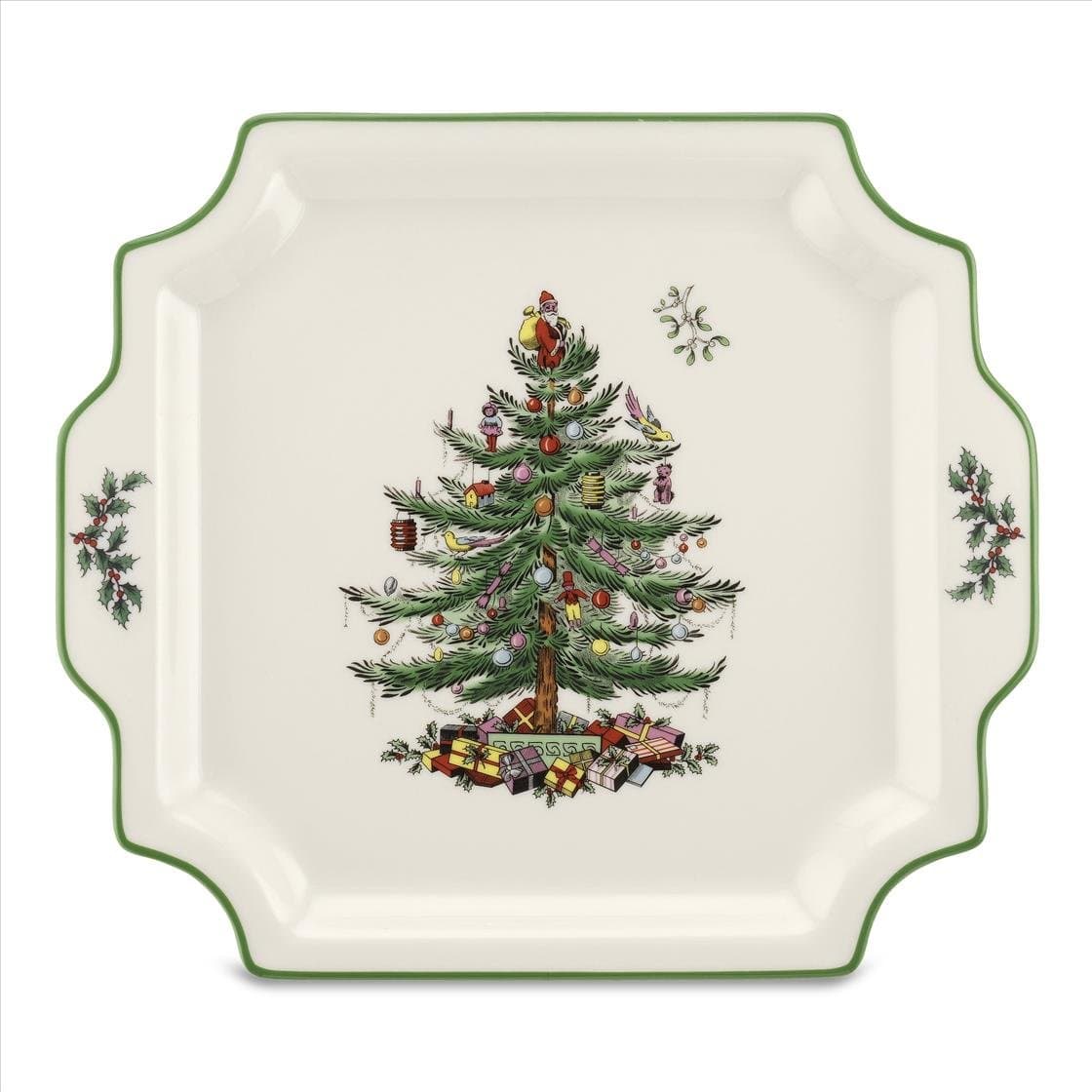 Spode Square Handled Platter, Ceramic, Multi-Colour