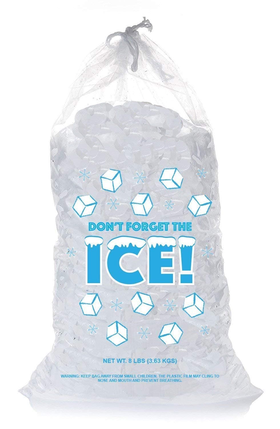 Plastic Ice Bags 8 Lb with Draw String - Pack of 50