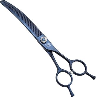 Professional Dog Grooming Scissors Pet Curved Thinning Shears 7.0'' Extremely Sharp Blades 440C Steel Thinning Scissors Durable Smooth Motion&Fine Cut for Dogs and Cats