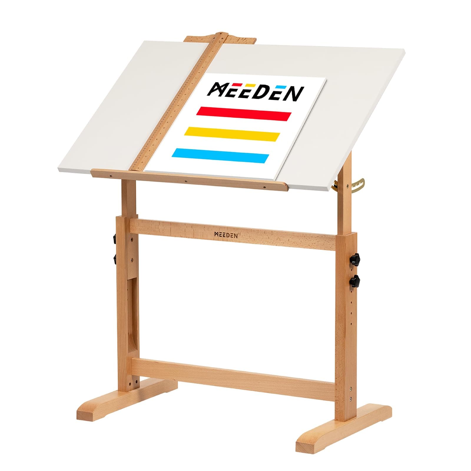 MEEDEN White Adjustable Drafting Table: 35.5" x 23.5" Art Drawing Desk with Height Adjustment - Solid Beech Wood Craft Painting Table - Large Tilting Table for Adults Artists Writing Working