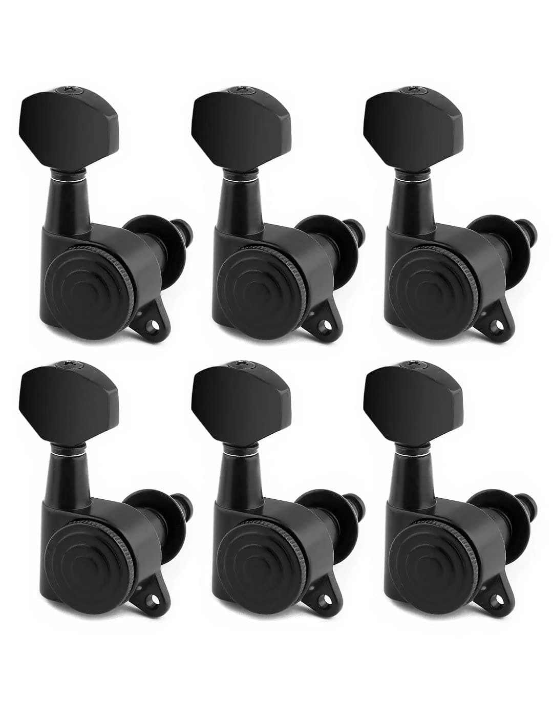 Rubatone Locking Guitar String Tuning Pegs Tuning Keys Machine Heads Tuners 6 In Line for Right Handed Electric Guitar or Acoustic Guitar Black TP 21-BK-6R-2