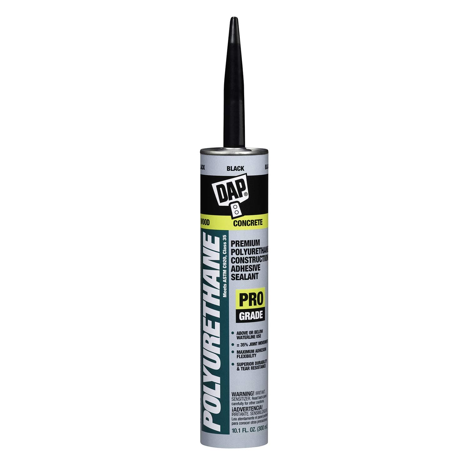 DAP Polyurethane Premium Construction Adhesive Sealant, Black, 10.1 Oz (7079818816)
