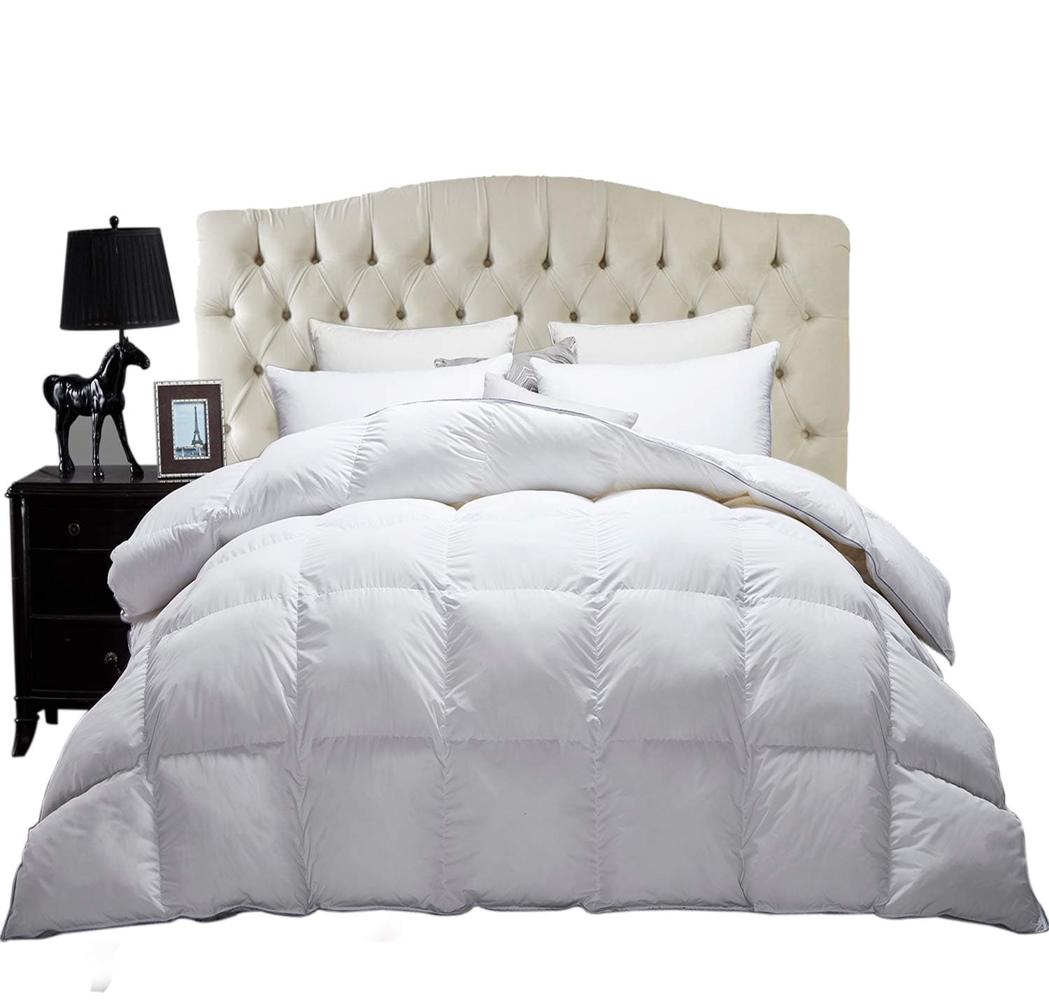 Luxury King White Goose Down Feather Comforter Duvet Insert Goose Down All Seasons 600 Thread Count 101% Cotton Shell Down Proof,Baffle Box Stitched.