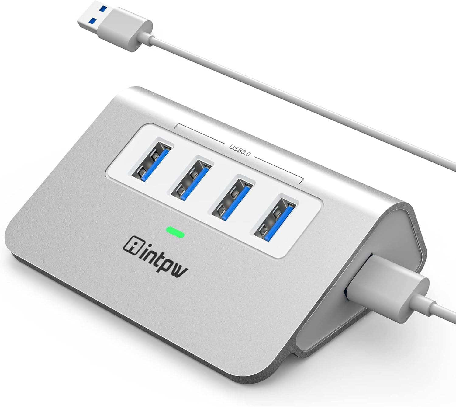 intpw USB 3.0 Hub, Aluminum 4 Port USB Data Hub 3.0 Port Extender Multiport Adapter with 3.3ft Cable ，USB Splitter for Laptop, PC/Xbox/Flash Drive/Printer/Camera/Keyborad/Mouse