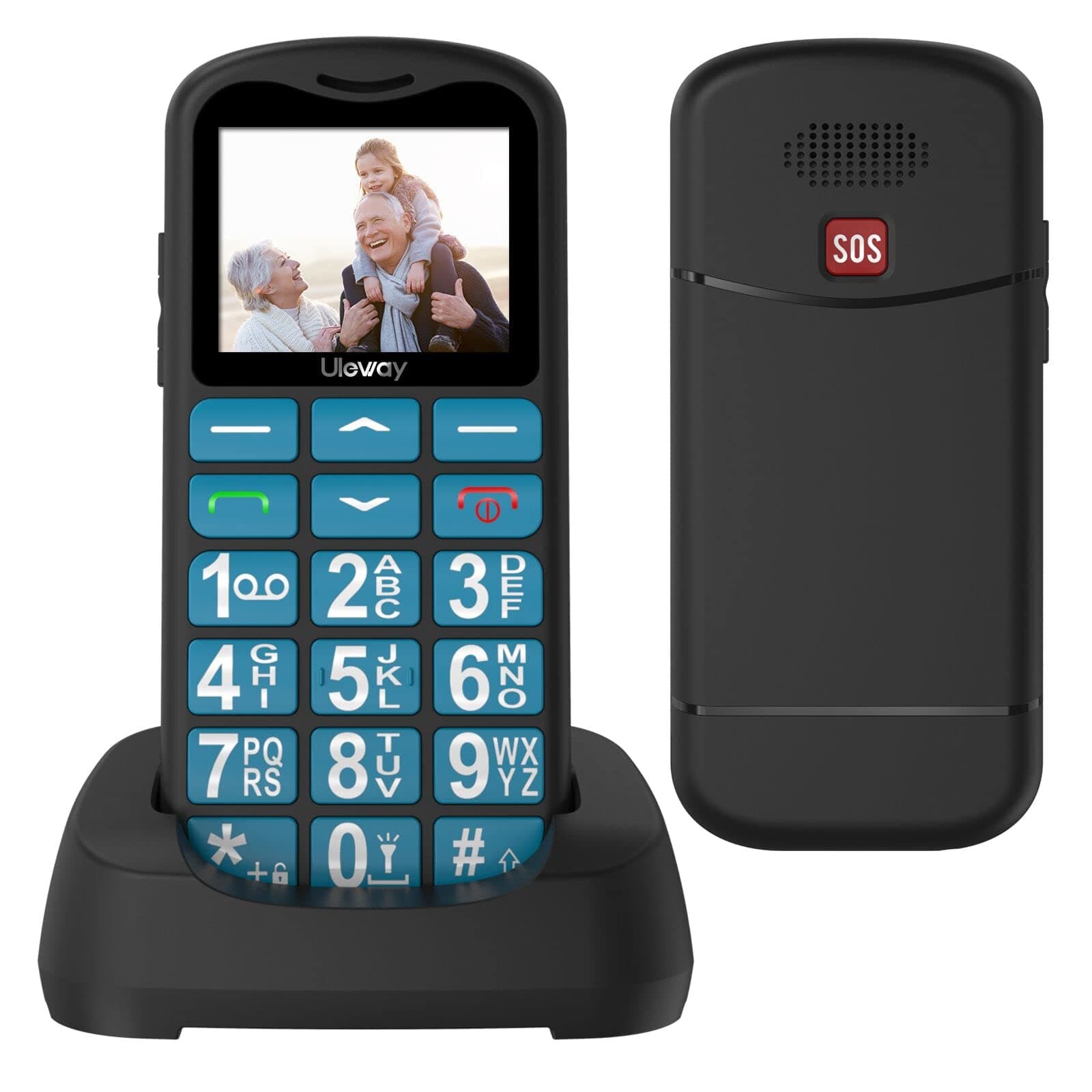 uleway 2G Big Button Mobile Phone for Elderly, Unlocked Dual Sim Free Senior Mobile Phones, Easy to Use Pay as You Go 1.77" LCD Display, SOS Button, Talking Numbers, Torch, 800 mAh Battery - Blue