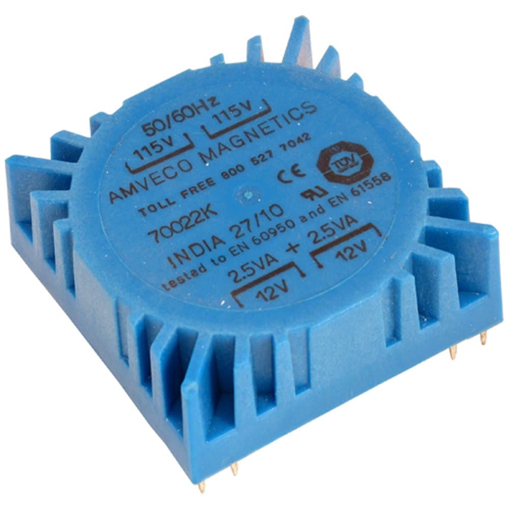 70022K Low Profile PC Mount Toroidal Transformer 2 @ 12 volts 5 VA rated