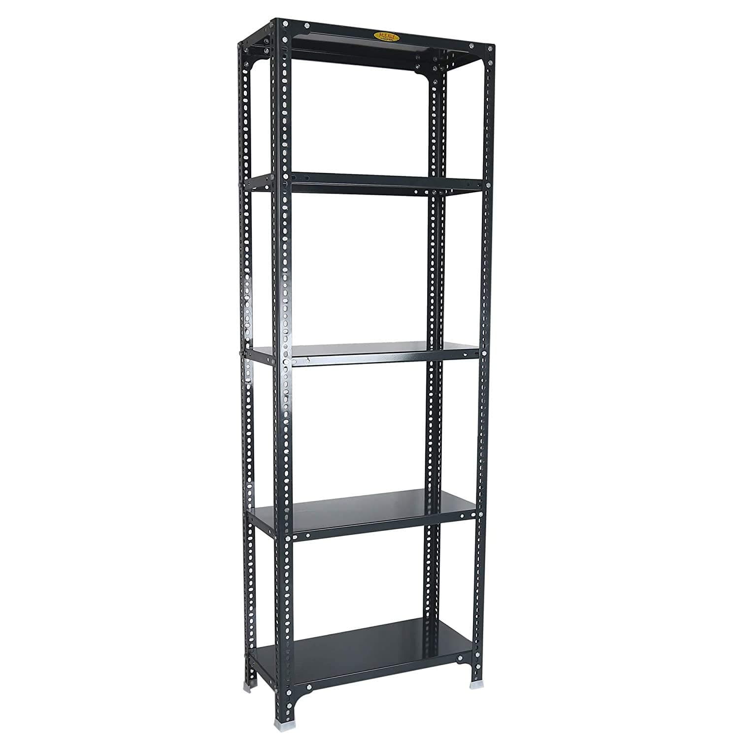 Mil-Nil Prime CRC Sheet 5 Shelf Multipurpose Slotted Angle Rack, 72 x 24 x 12 Inch, 22 Gauge (Grey) 16 Gauge Angles
