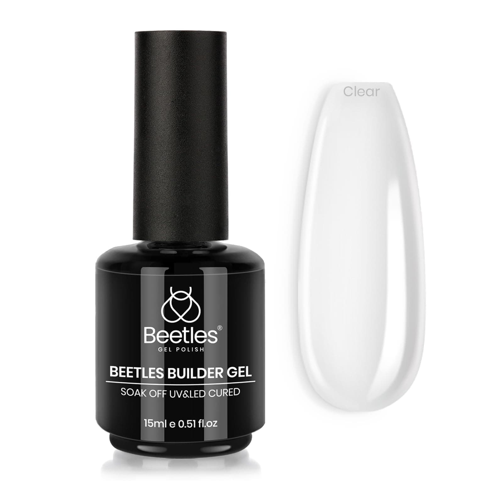 Beetles Builder Gel for Nails,0.51 oz 8 in 1 Strengthening Nails Enhancement Building Apex for Beginners & DIY Salon Manicure,Clear Builder Nail Gel,LED & UV Lamp Needed