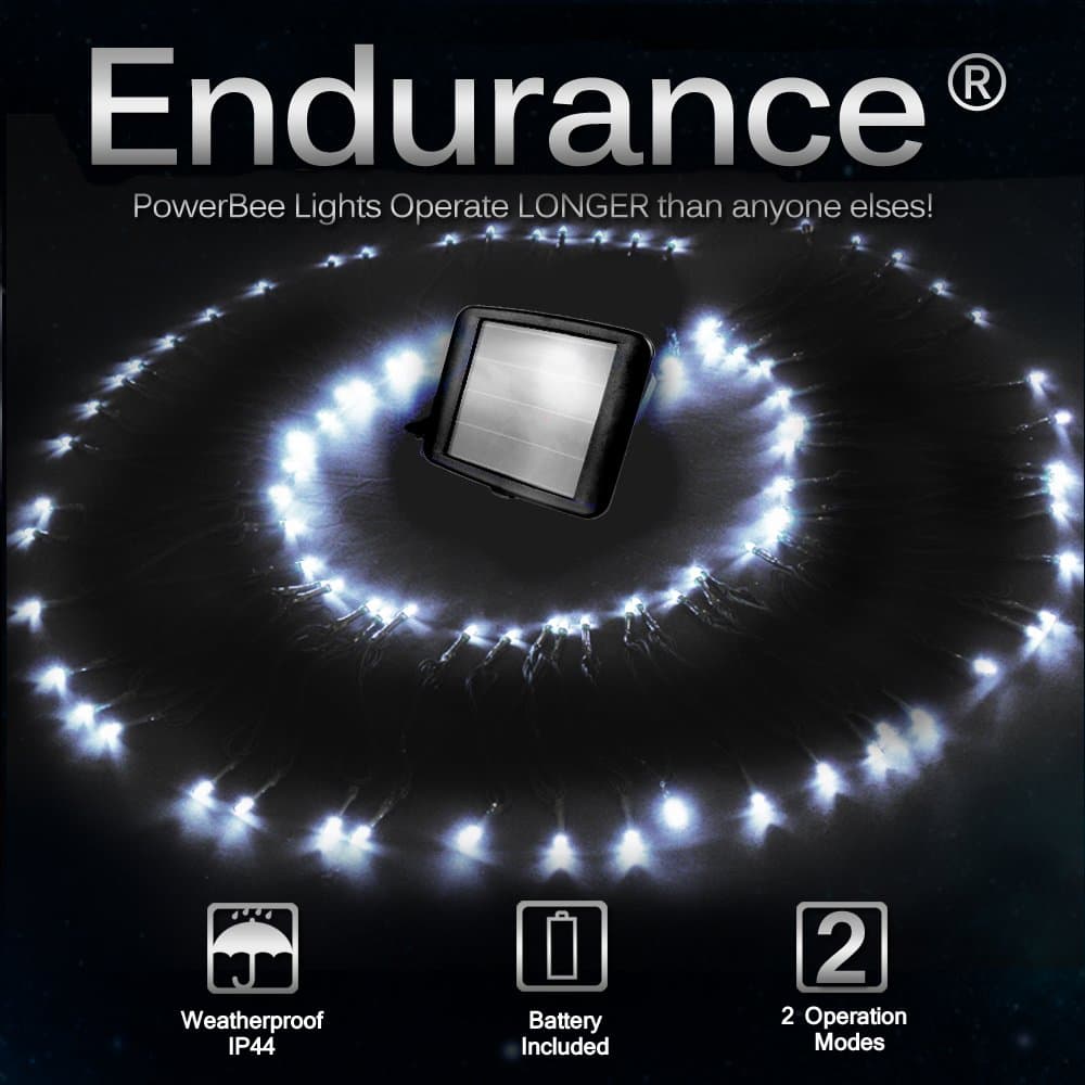 PowerBee ® Solar Fairy Lights 100 Quality Superbright LED's Dual Function Indoor/Outdoor Garden, Party, Tree Lights