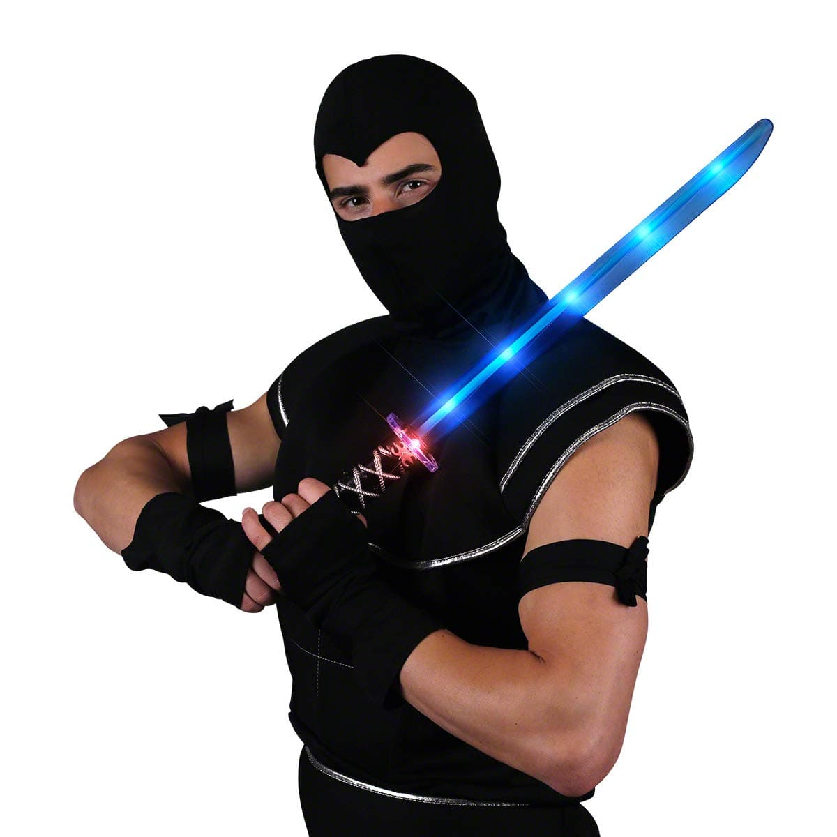FlashingBlinkyLights Deluxe Ninja LED Light up Sword with Motion Activated Clanging Sounds