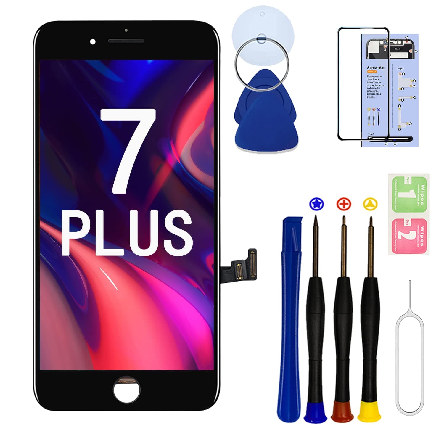 for iPhone 7 Plus Screen Replacement Kit,5.5 Inch 3D Touch LCD Digitizer Display for iPhone 7 Plus,with Repair Tools Kit (Black)