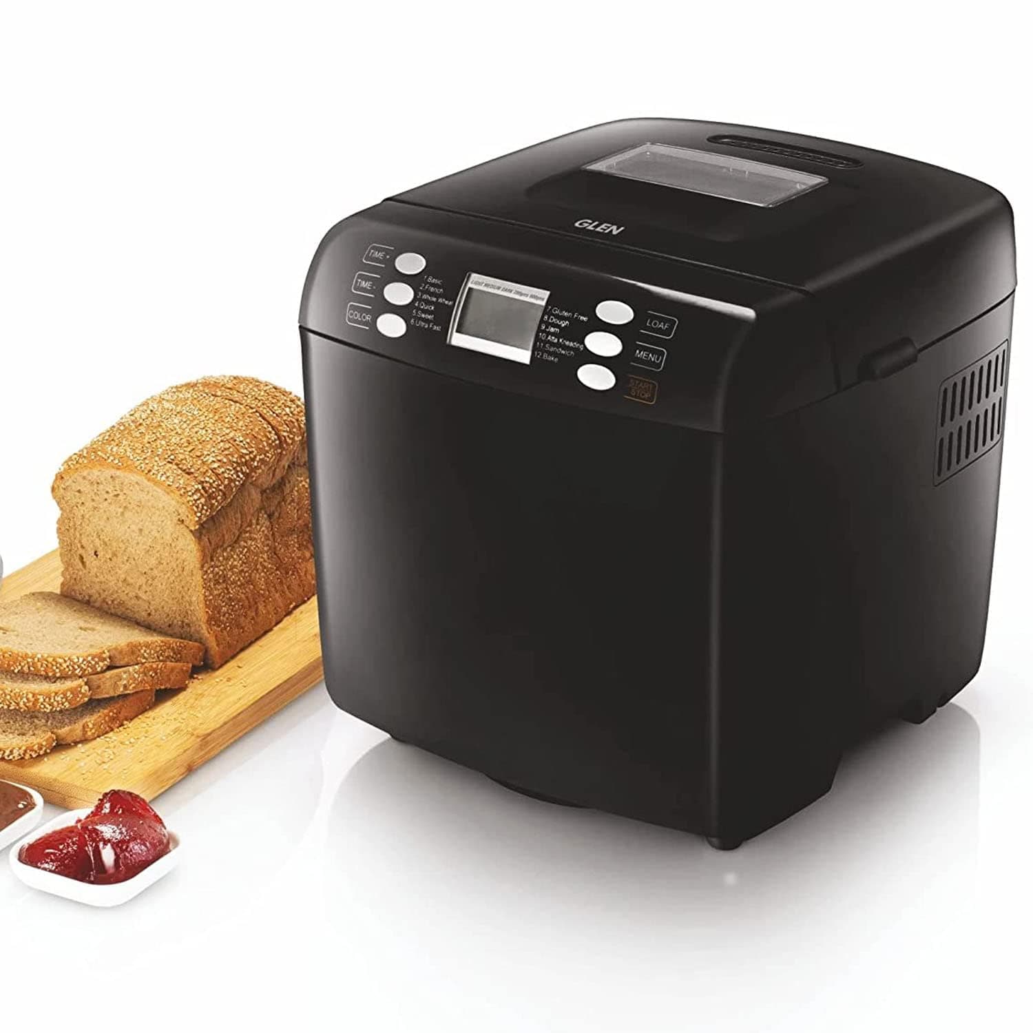 Bread Maker & Atta Kneader Machine, 700-900gm, Fully Automatic, With Time Delay Start & 12 Pre-Set Functions, Non-Stick Baking Pan, 3 Crust Setting, Electronic Controls, 550W-Black(3039)