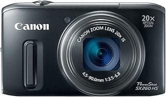 Canon PowerShot SX260 HS 12.1 MP CMOS Digital Camera with 20x Image Stabilized Zoom 25mm Wide-Angle Optical Lens and 1080p HD Video (Black)