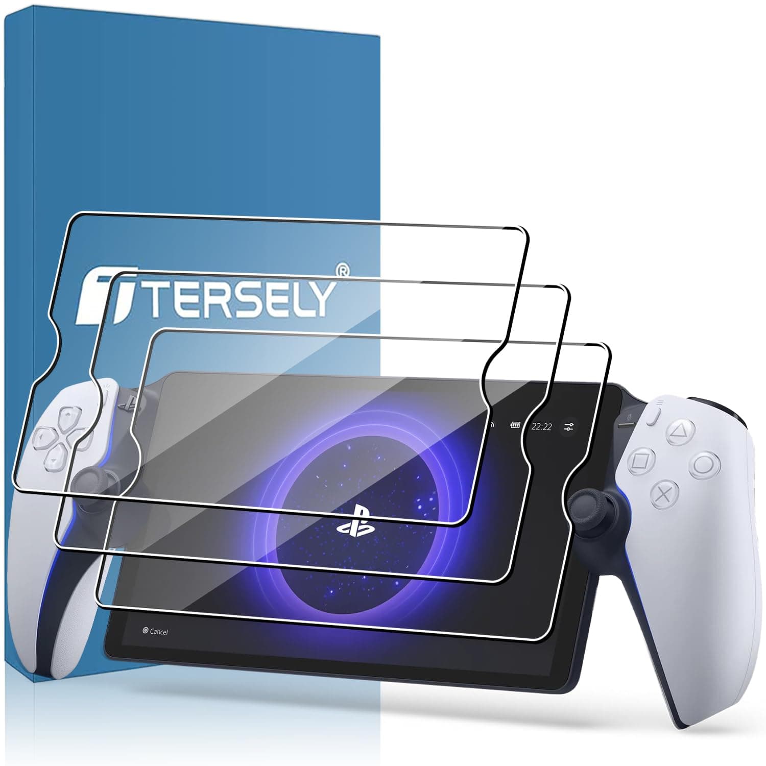 T Tersely 【3 Pack】 Tempered Glass Screen Protector for Sony PS5 Playstation Portal Remote Player 8 inch - PlayStation 5, Ultra Clear, Anti-Fingerprint, Easy to Install