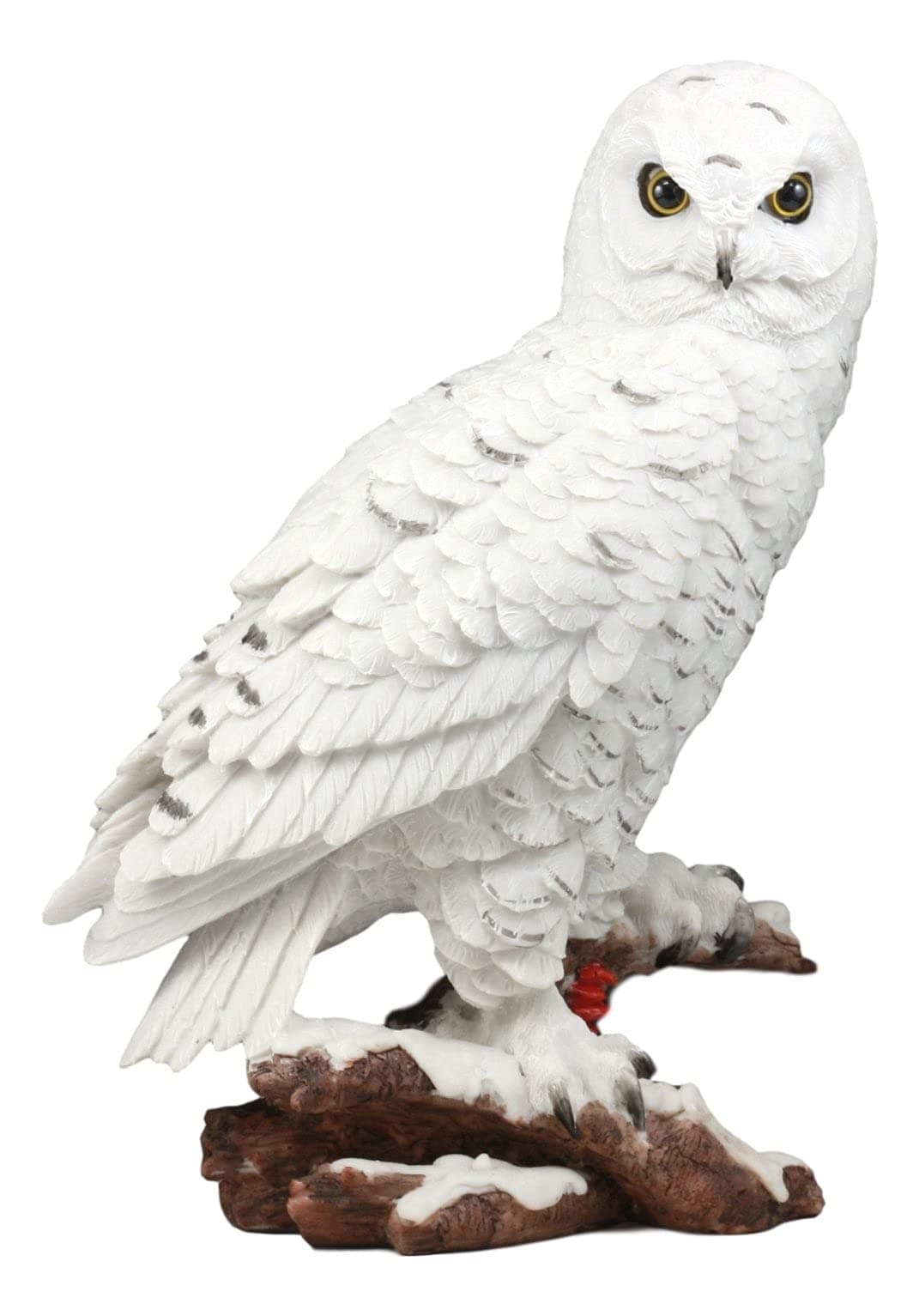Ebros Gift Mystical White Snow Owl Bird Perching On Tree Branch Statue 12.25" Tall Nocturnal Bird Wildlife Owls Sculpture Figurine