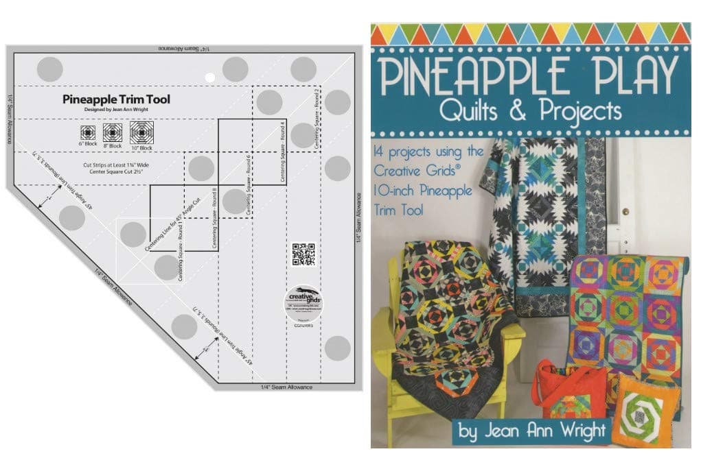 Creative Grids Bundle - Pineapple Trim Tool (CGRJAW3) with 64 Page Book"Pineapple Play" by Jean Ann Wright