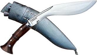 Gurkha World War I Kukri Knife Fixed Blade 8 IN WWI Historical Kukri Knife Panawal full Tang 14 Inch Bush Craft Khukuri Knife With Black Leather Sheath & 2 Small Knives - Handmade In Nepal