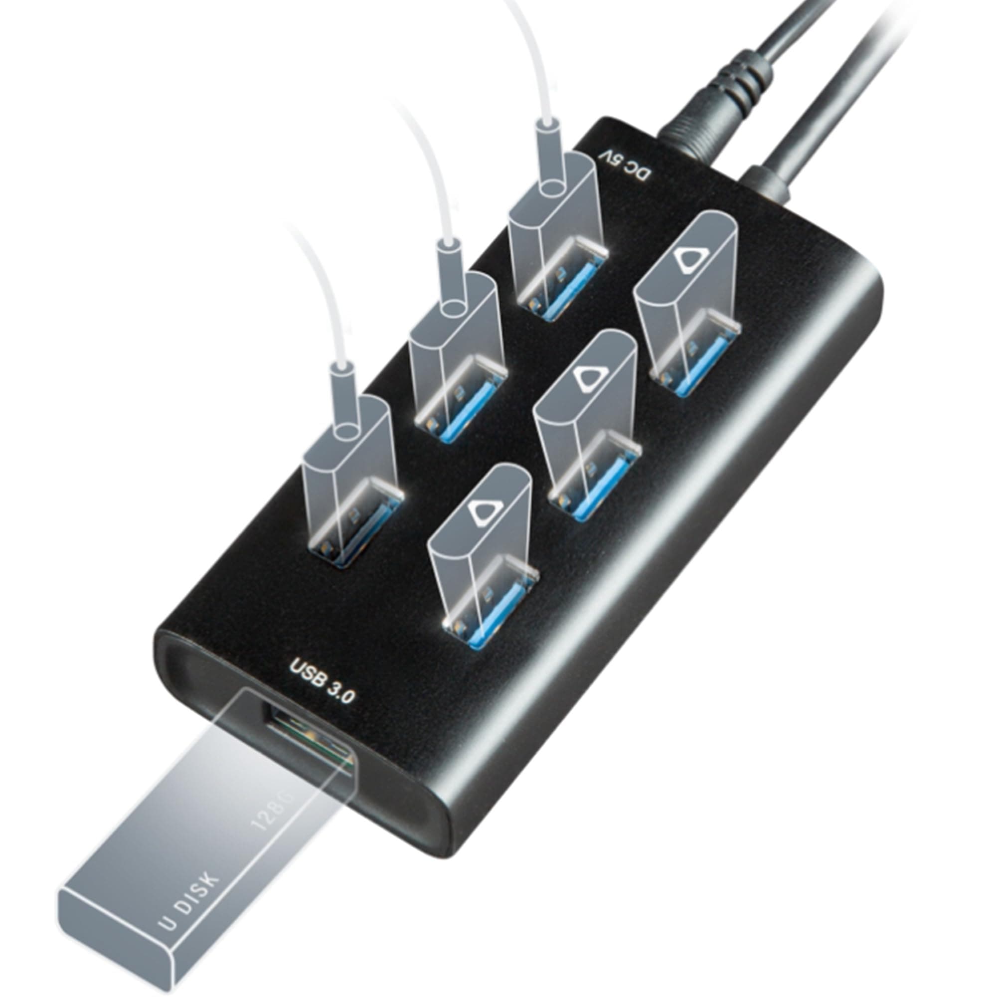 Rebuff Reality 7 -Port USB Hub for Vive Tracker USB dongles, USB 3.0 High-Speed Data Transmission, for Desktop/Laptop Computers