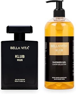 Bella Vita Luxury KLUB Man EDP Premium Long Lasting Fragrance Perfume, 100ml & Shower Gel For Deep Cleansing, Hydrating, Softer Skin With Aloe Vera, 500ml For Men