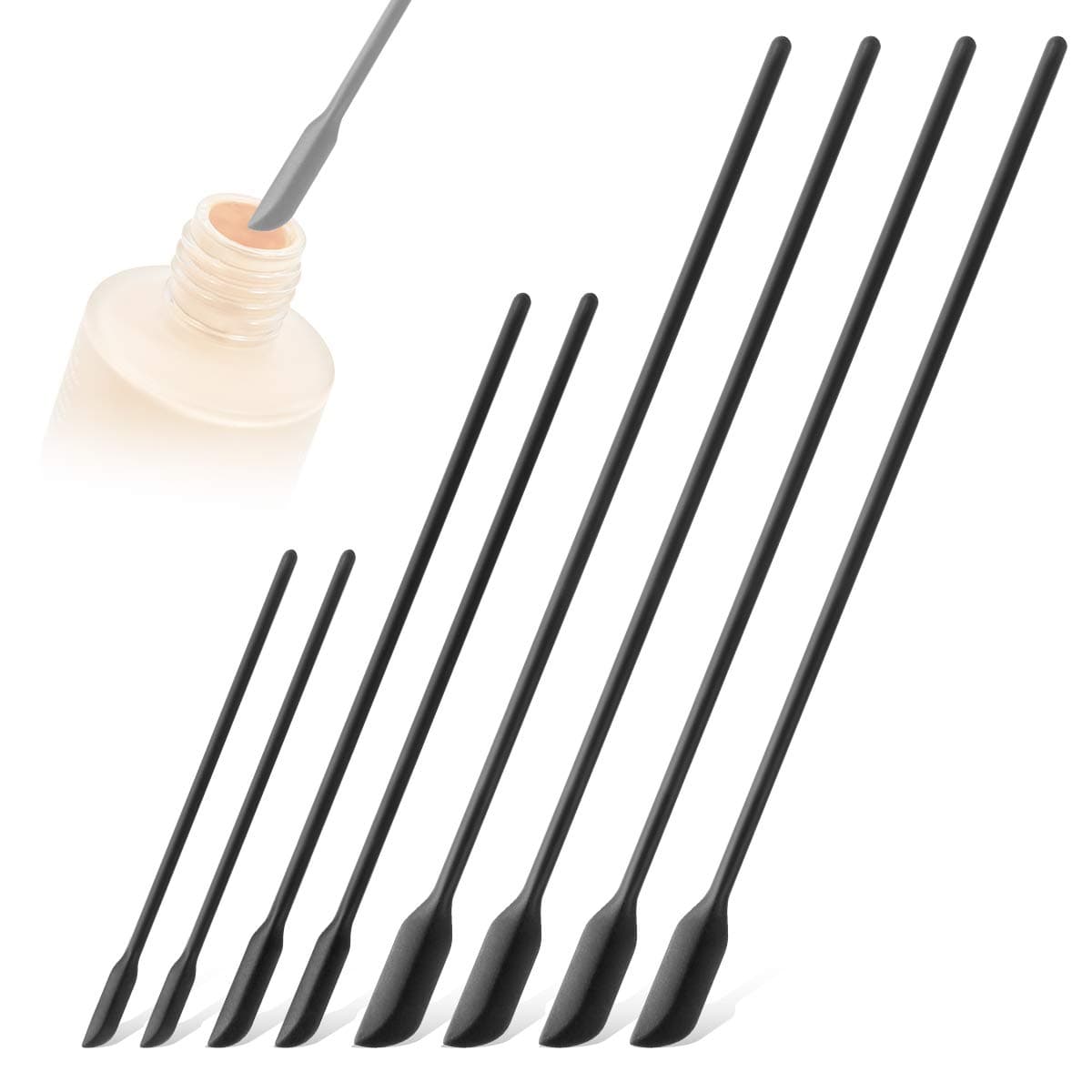 Magicfour 8 Pack Mini Spatula, Silicone Spatula Set Spatulas Silicone Heat Resistant Makeup Spatula Small Spatula for Kitchen, Glass Jar, Storage Jar, Bottles, Cosmetic, Black