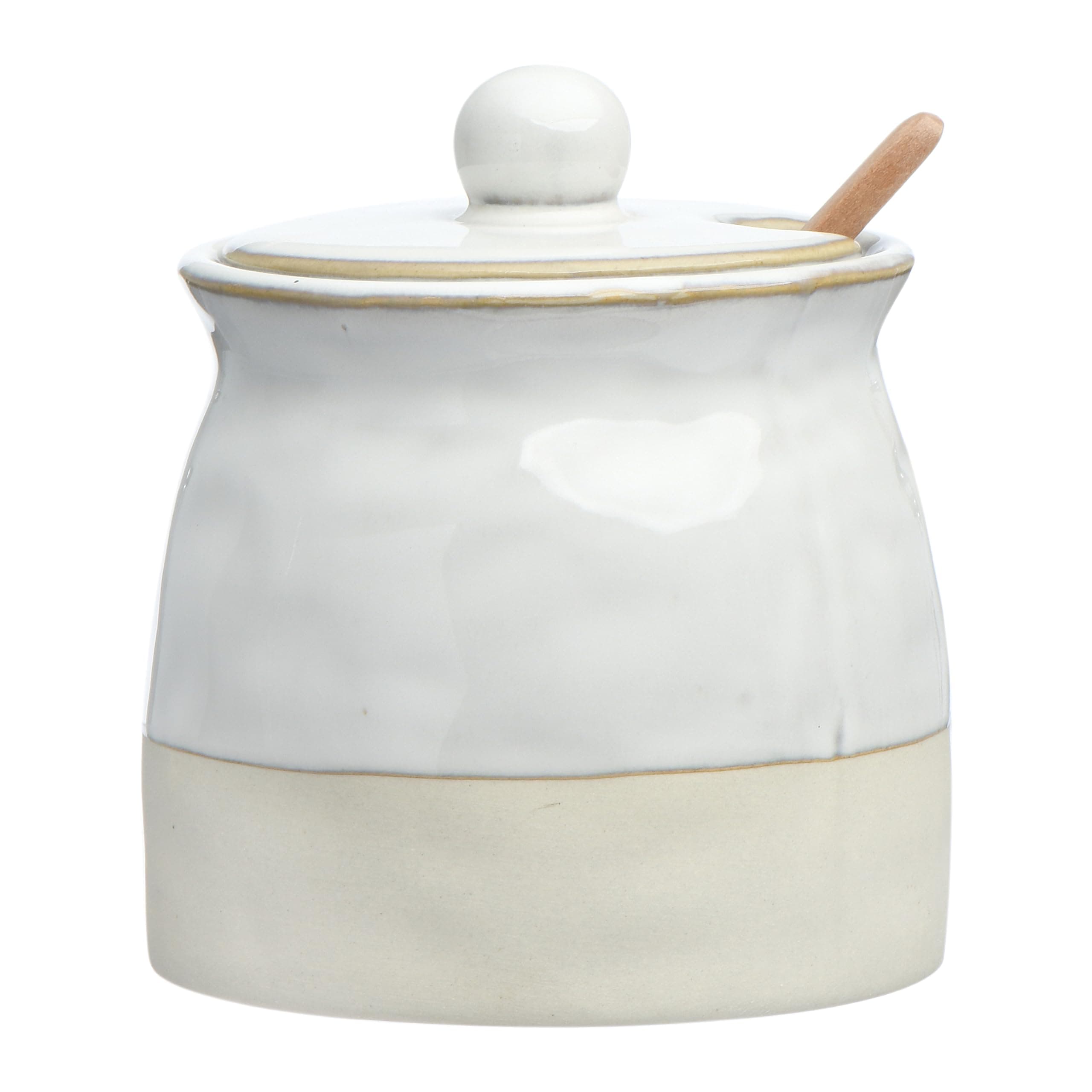 Creative Co-Op White Stoneware Sugar Pot with Lid