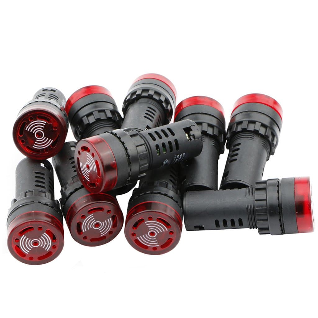 22mm DC 24V Red LED Flashing Buzzer Pilot Panel Indicator Light Miniature Indicator Light Lamp