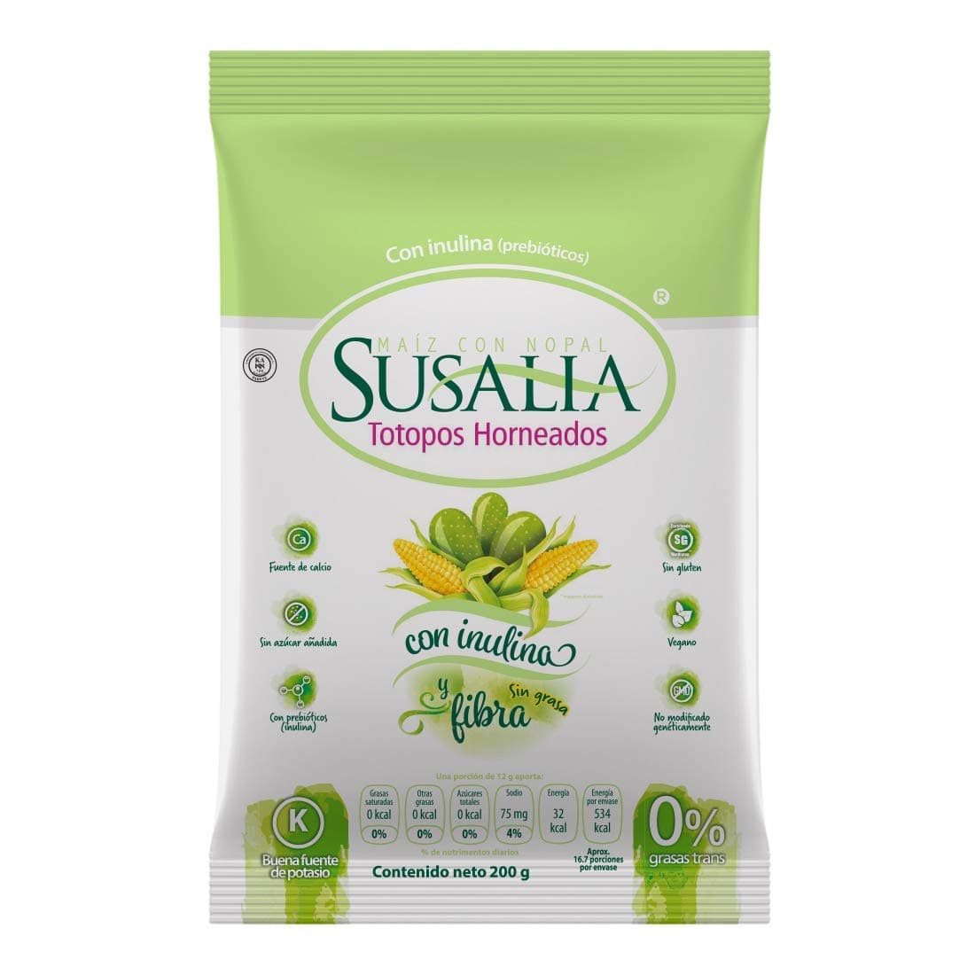 Baked corn and cactus chips 1.9 calories per chip Vegan