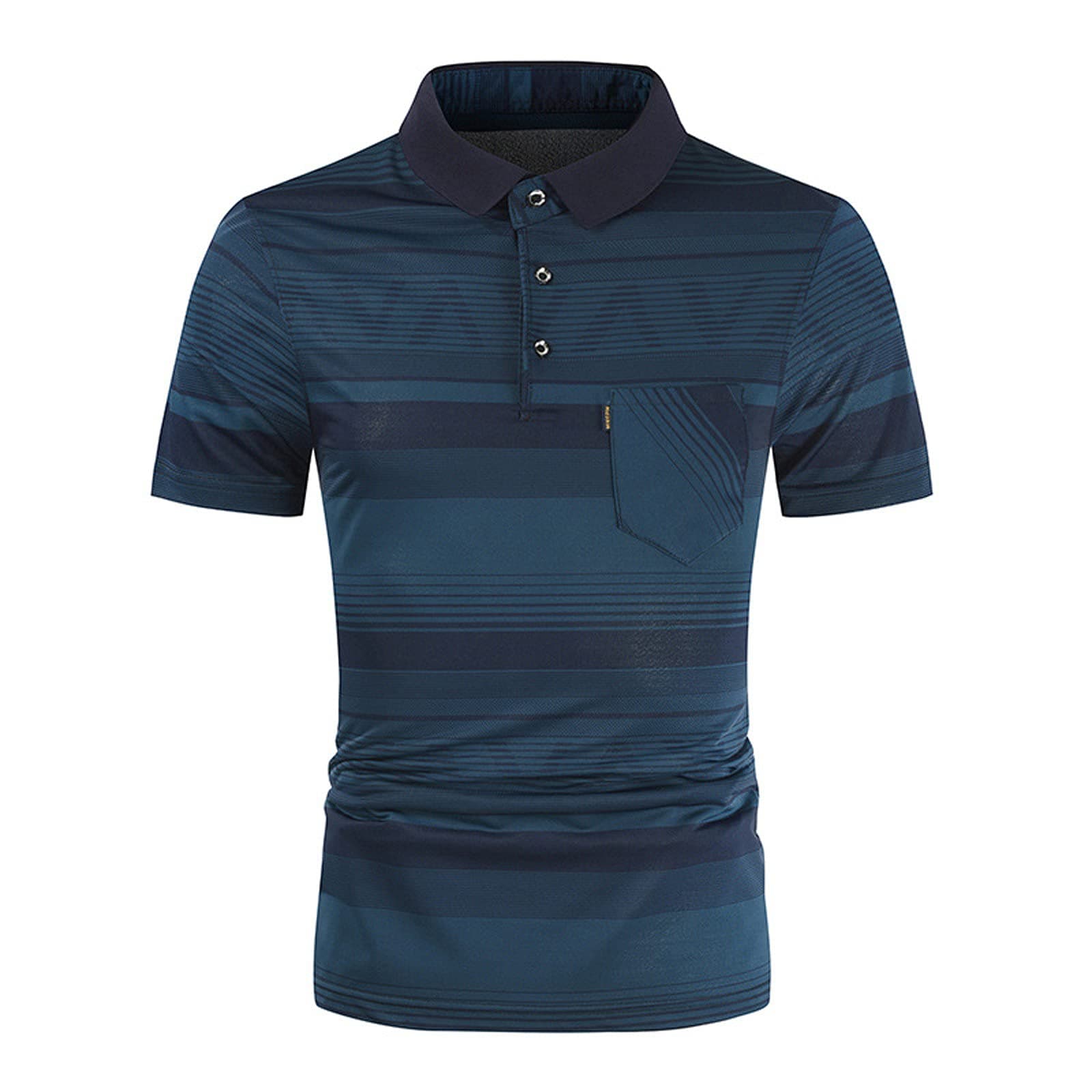 FUNEY Polo Shirts for Men Short-Sleeve Striped Patchwork Button Golf Polo Shirt Casual Summer Henley Shirts Jersey Pocket