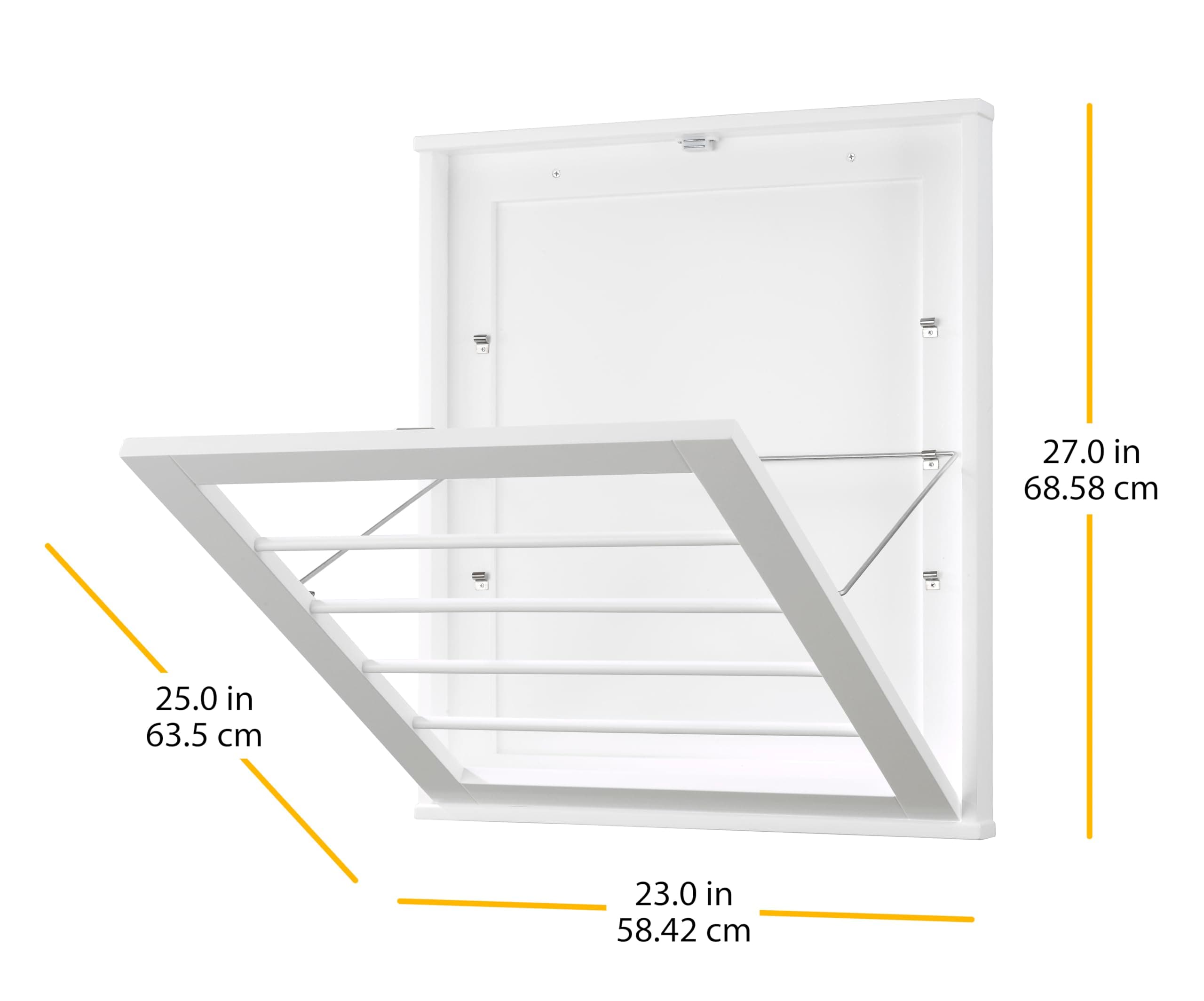 Whitmor MDF, Wood, Steel Wall Mounted Drying Rack for Storage, White