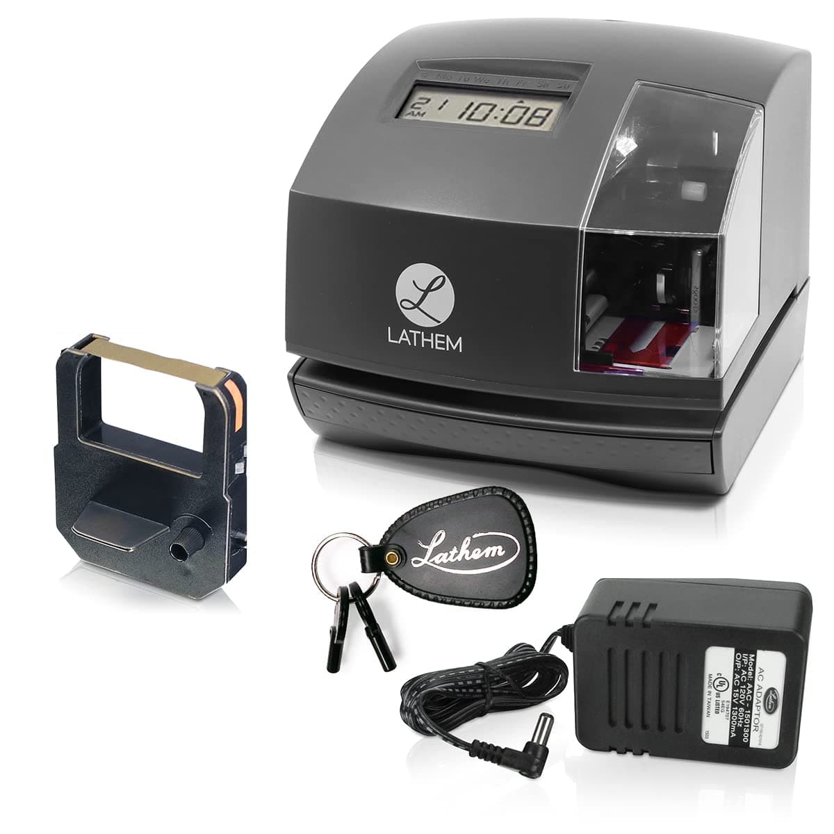 1600e Time Clock Punch Machine & Document Stamp, Time Keeping System with Tru-Align Cards (5.7 X 6.3 X 7.2 Charcoal Gray)