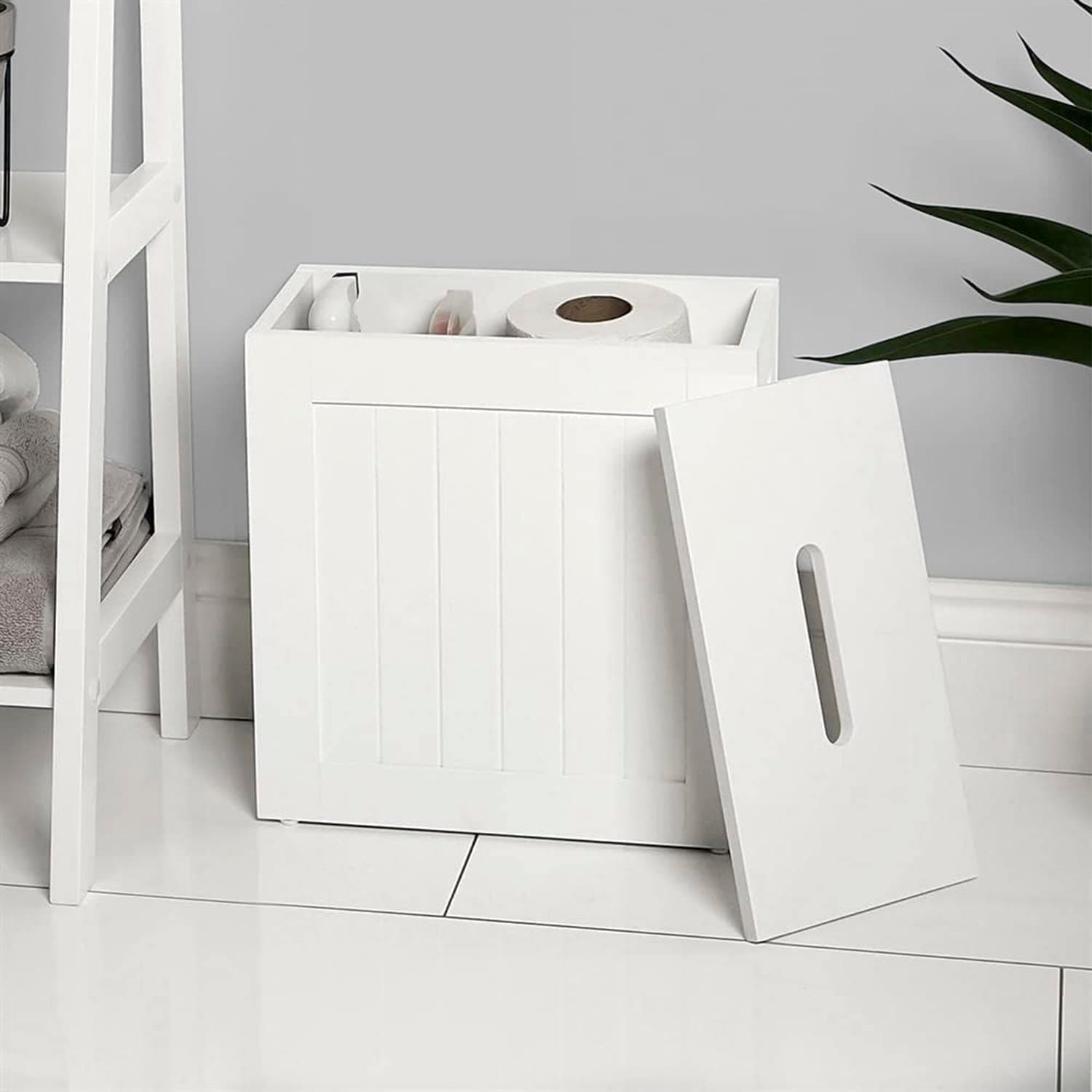 Bathroom Storage Box - White Unit Multi-Purpose Organiser Compact Organiser, Neat Small and Tidy Bathroom, Living Room, Kitchen, Hallway (Tidy, white) (104-234)