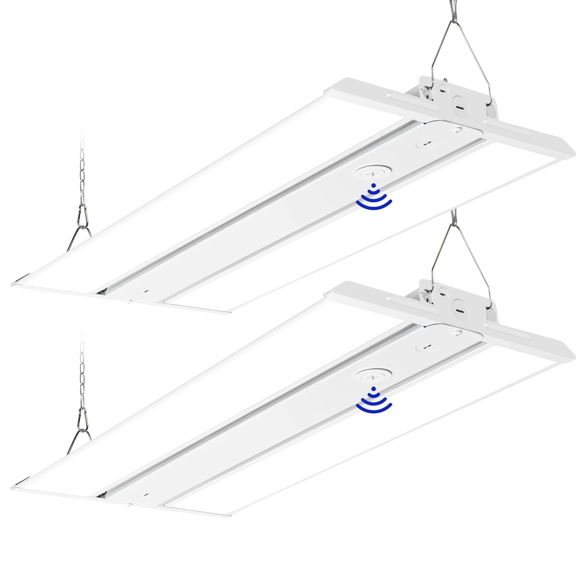 - hykolity LED Linear High Bay Shop Lights 2FT with PIR Sensor Base, 165W/132W/99W Power Tunable, 22275LM/17820LM/13365LM 5000K Lighting Fixtures for Garage Warehouse, 2 Pack